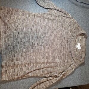 CJ Banks brown beige marled knit sweater  comfortable cowl neck 3x Made USA P1